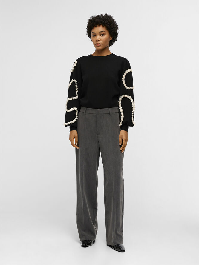 Object OBJSIGRID HW CASUAL PANT NOOS Medium grey melange