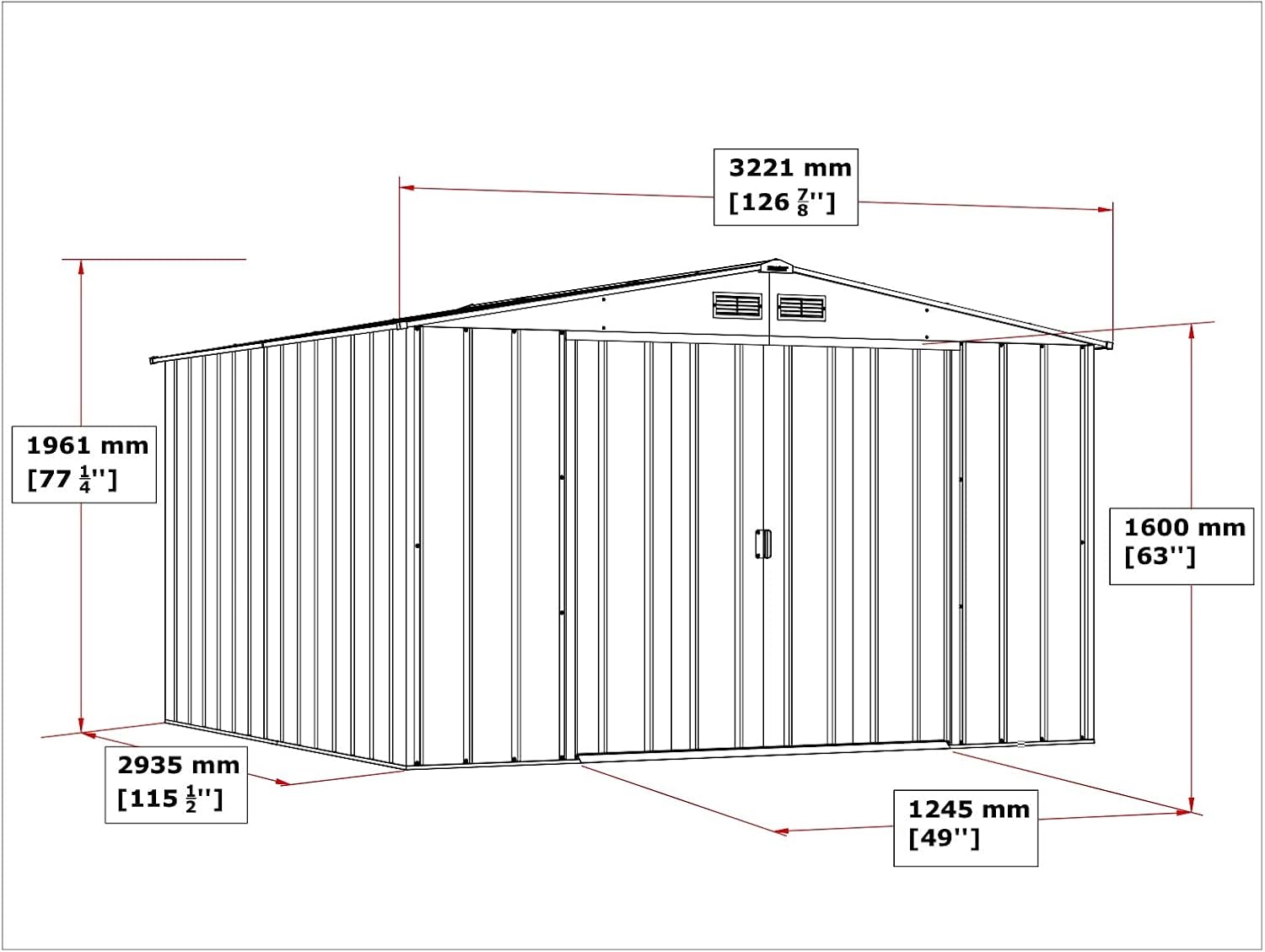 Duramax ECO 10 x 8 (7.28 m²) Abri de Jardin en Métal Galvanisé à Chaud, Abri de Stockage d'Outils, Structure de Toit Renforcée, Abri en Métal Sans Entretien, Vert