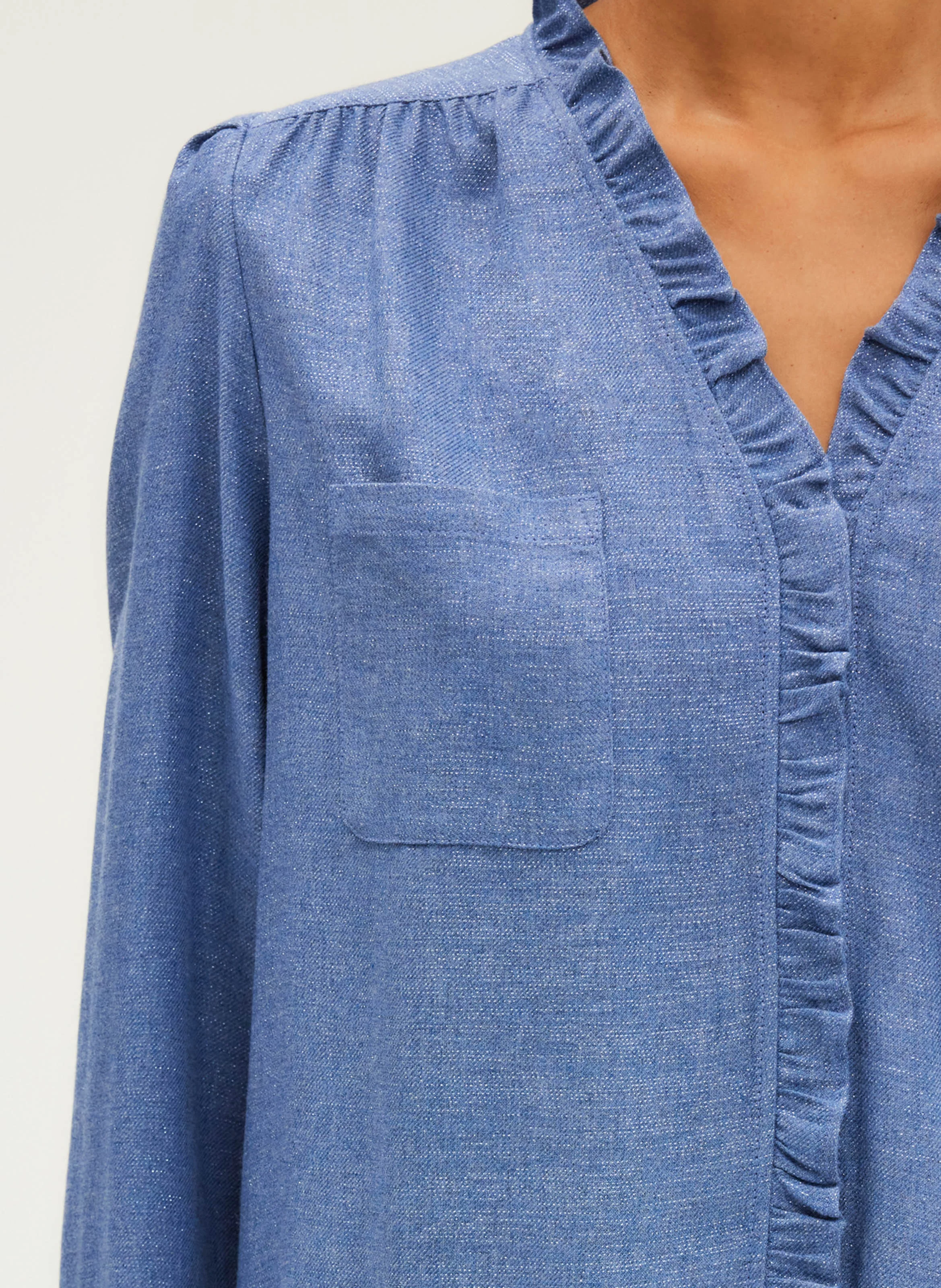 BINDY - Chemise ample à volants| Bleu