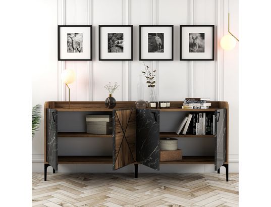 CONCEPT1 - Bahut Venedik noyer marbre noir 180 x 35 x 78cm