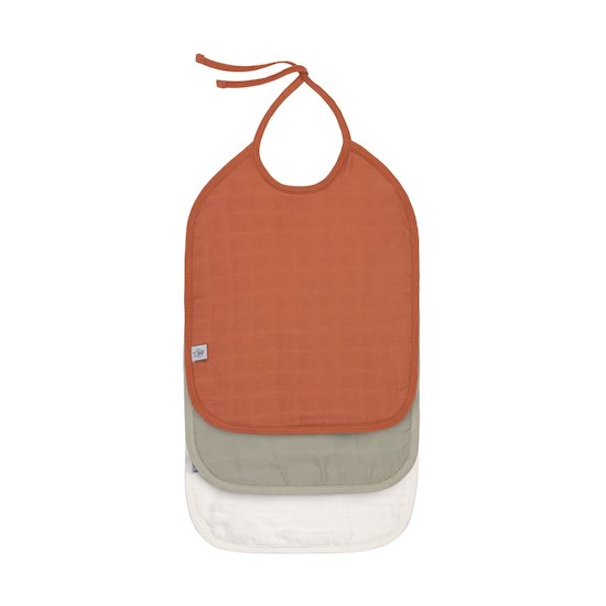 Lot de 3 bavoirs medium en mousseline   Rouille, olive, blanc cassé        de               Lässig