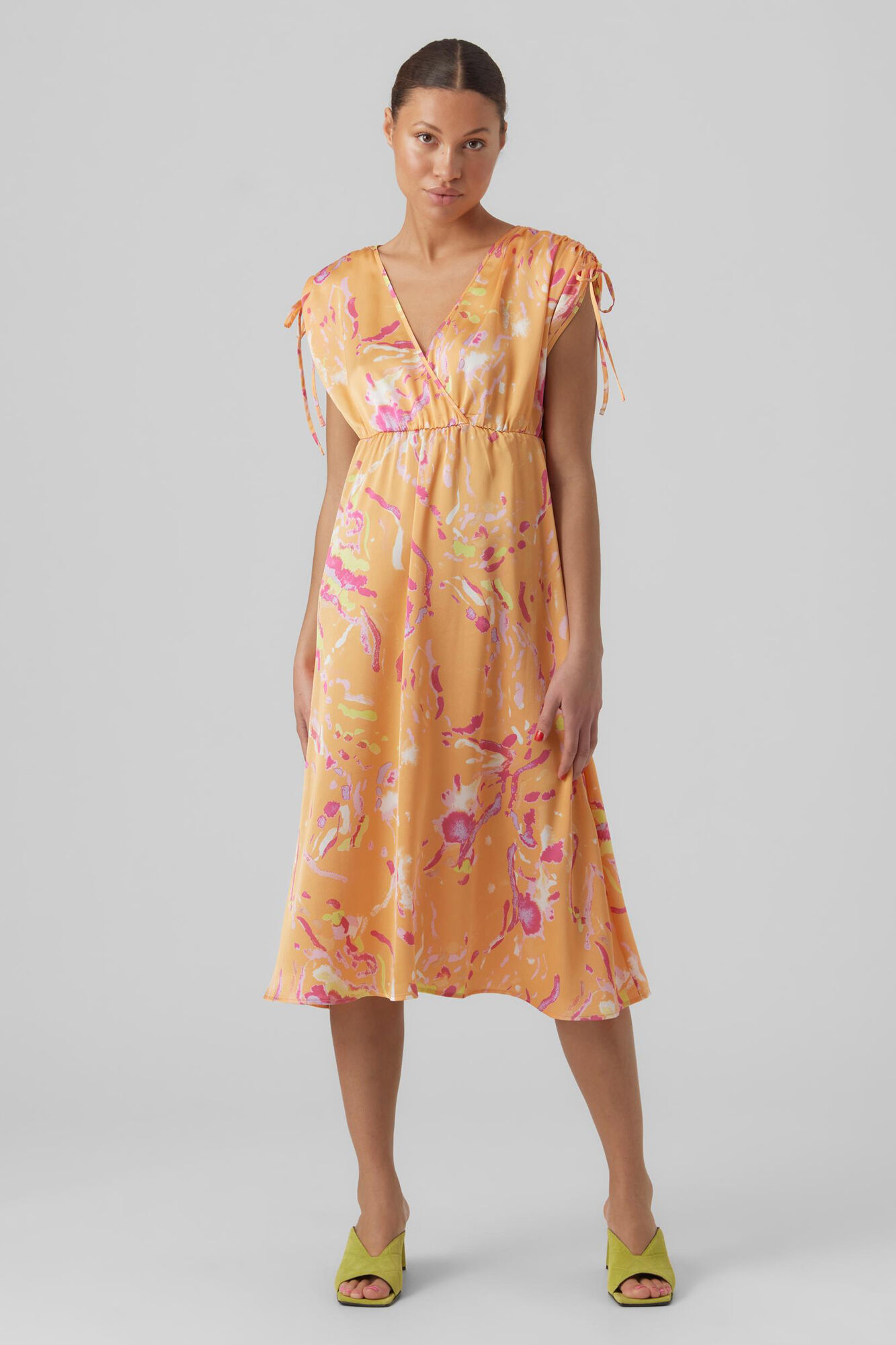 Vestido envelope de cetim - Laranja