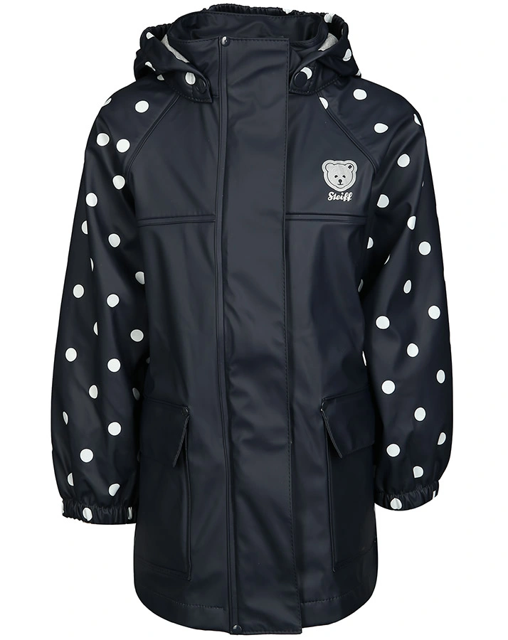 Regenmantel RAGLAN DOTTED mit abnehmbarer Kapuze in navy