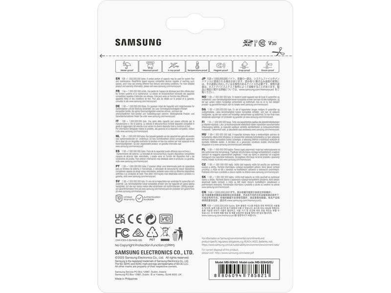 Samsung SDXC-Karte Pro Plus (2023) 64 GB Speicherkarte mit 64 GB Speicherkapazität
