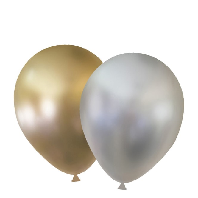 6 Latexballons - gold und silber