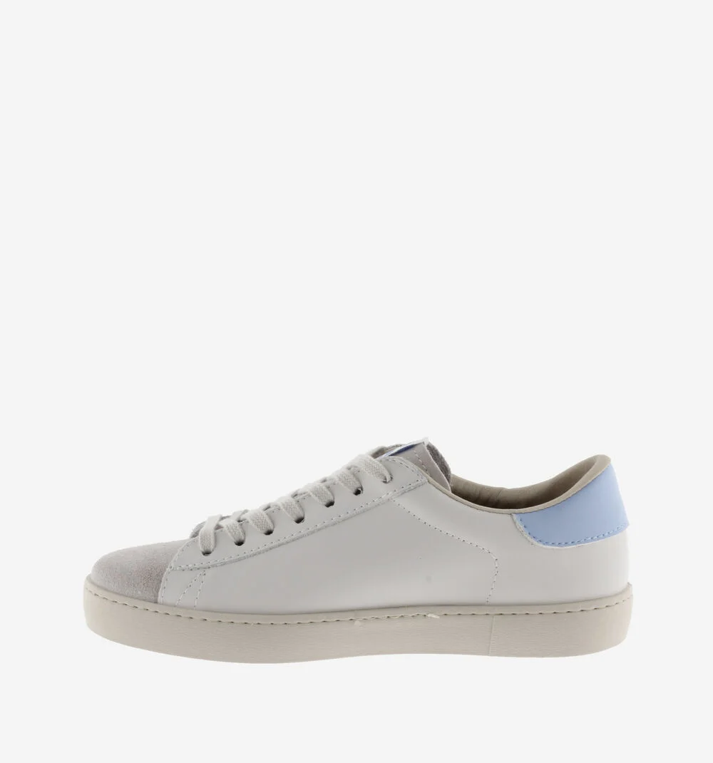 BERLÍN CUIR & CUIR FENDU Baskets blanches unisexes en cuir CELESTE