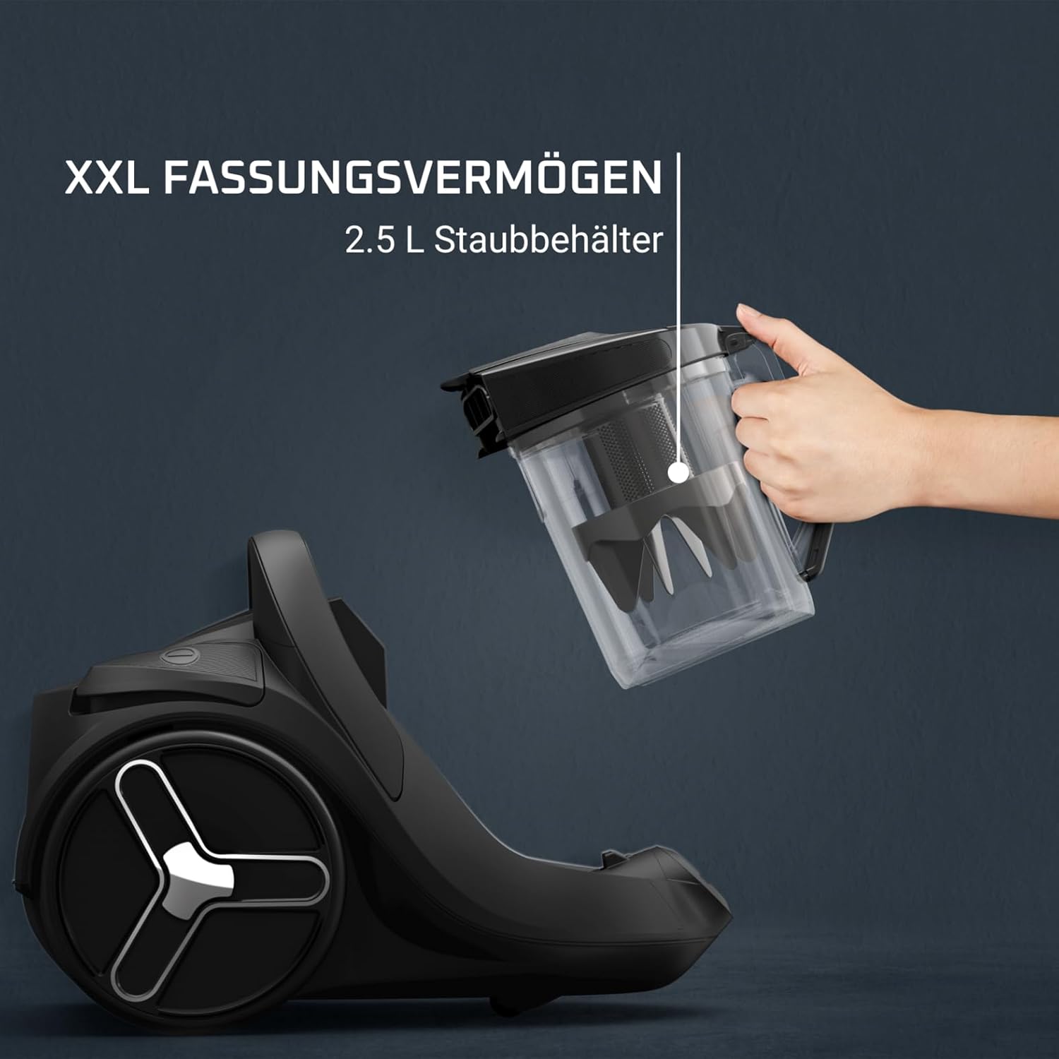 Rowenta Green Force Cyclonic Max Bodenstaubsauger ohne Beutel, 900 Watt Motor, 73 Dezibel, 2,5 Liter Fassungsvermögen, 9 m Reinigungsradius, Öko-Design, Schwarz-Grün, RO7B12