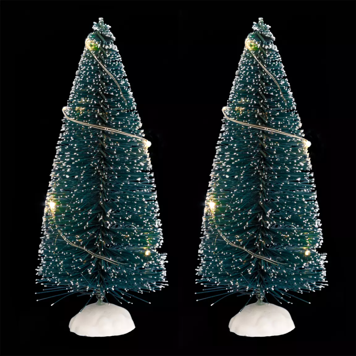 Lot de 2 sapins lumineux LED Blanc chaud (H15 cm) pour aménager un village