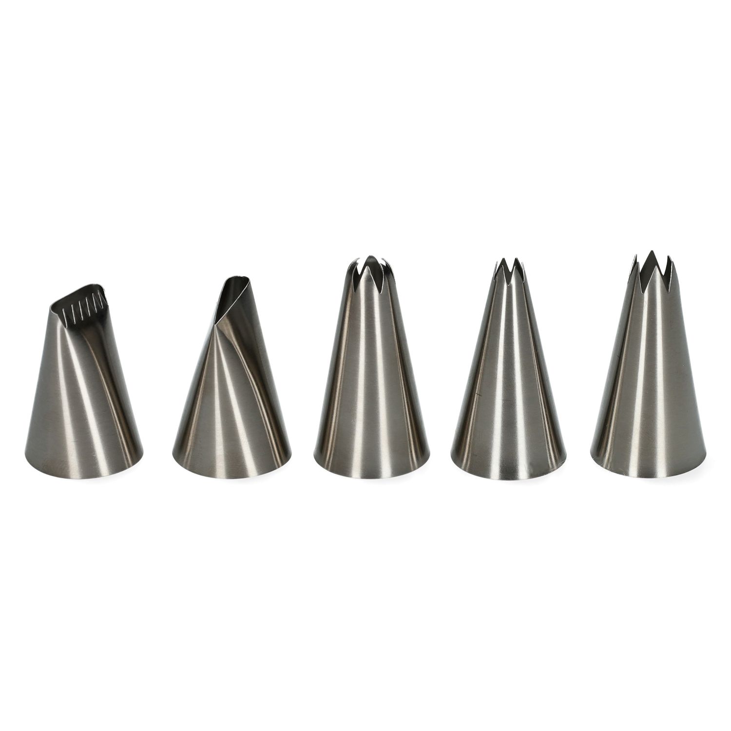 Spuitmondjes assortiment, rvs, set van 5