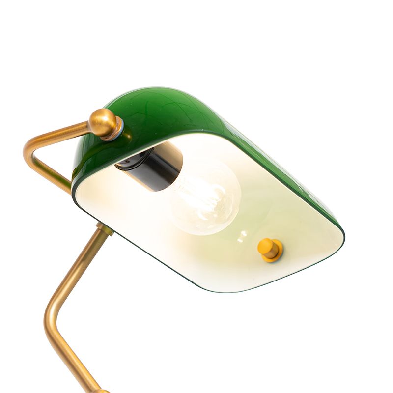 Klassieke notaris vloerlamp brons met groen glas - Banker