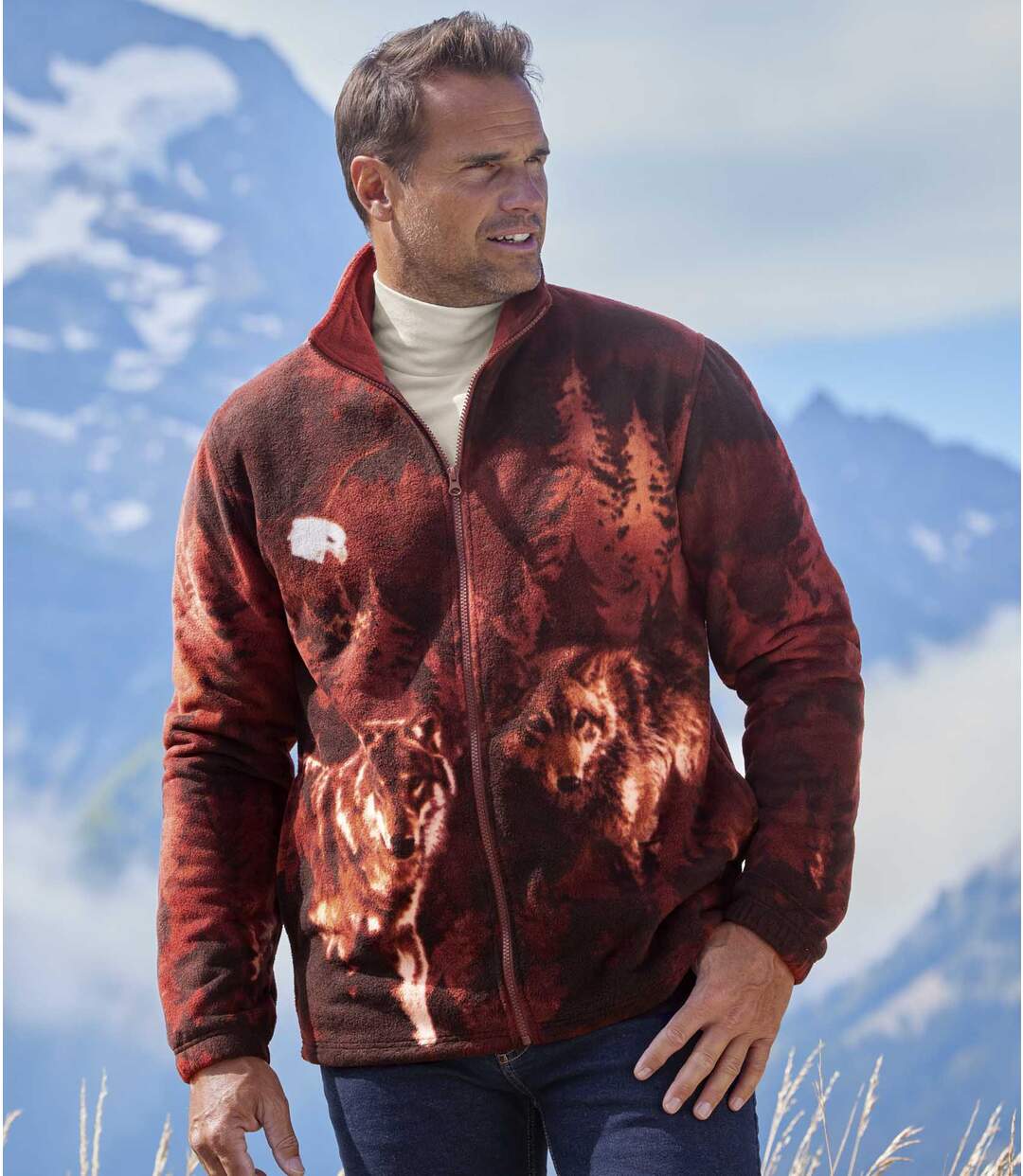 Blouson Polaire Imprimé Loups
