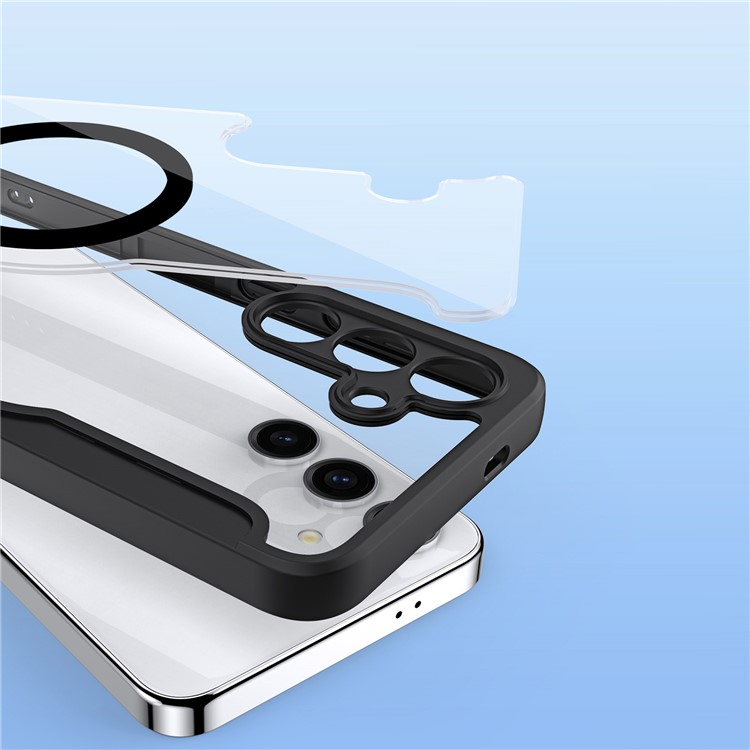 Samsung Galaxy S24  Plus Hybrid Leder Tasche   Kunststoff Rückseite - Schwarz / Transparent