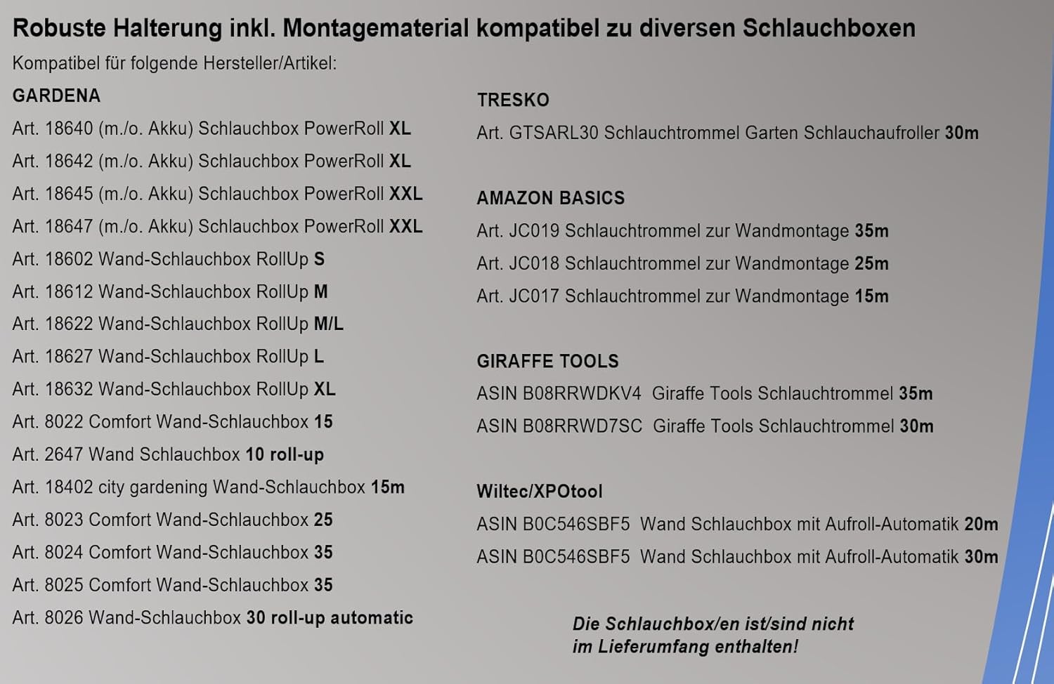 Halterung für Schlauchbox & Schlauchtrommel – freistehend & stabil – kompatibel mit Gardena®, Amazon Basic® & mehr – keine Wandmontage nötig