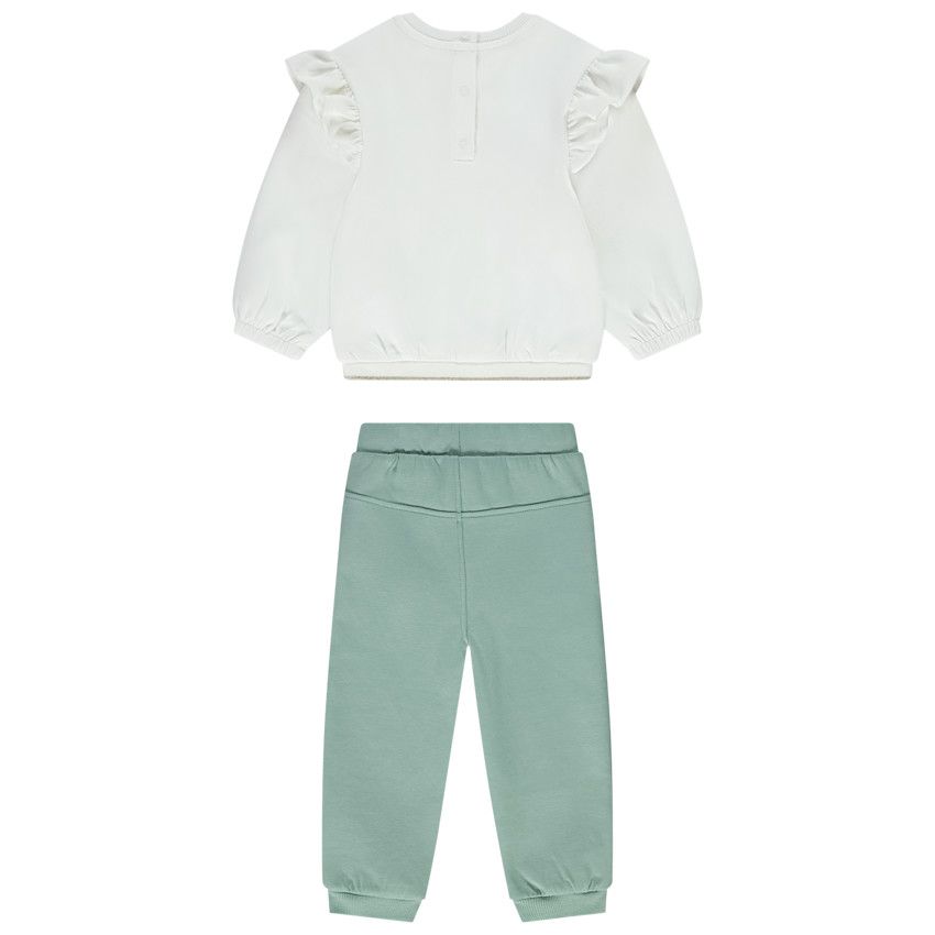 Ensemble jogging 2 pièces broderie lurex pour bébé fille - Ecru