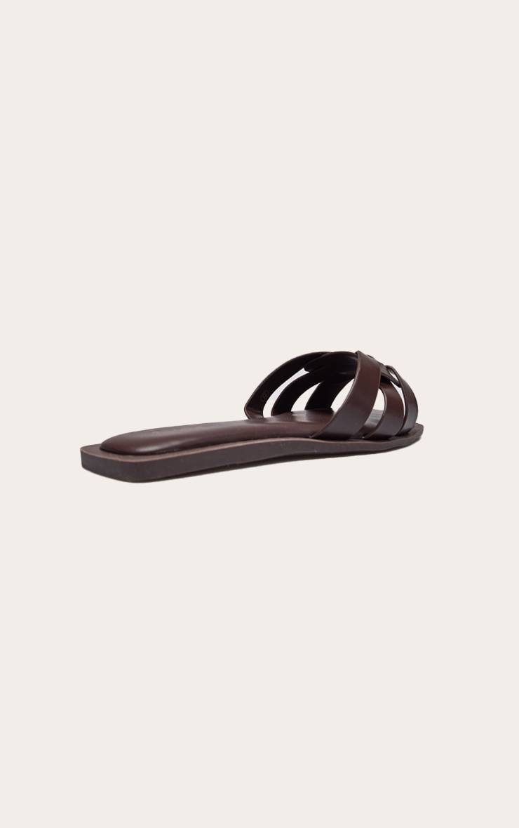 Chocolat Sandales Mules À Brides Multiples En Synthétiquecuir