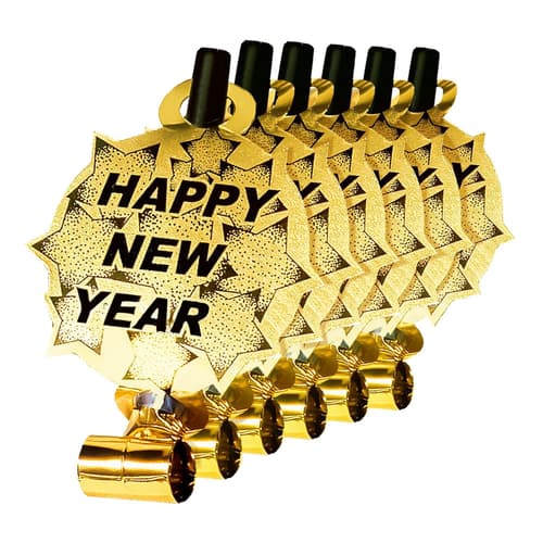 WIDMANN Luftrüssel mit Ton Happy New Year Gold 6 Stück