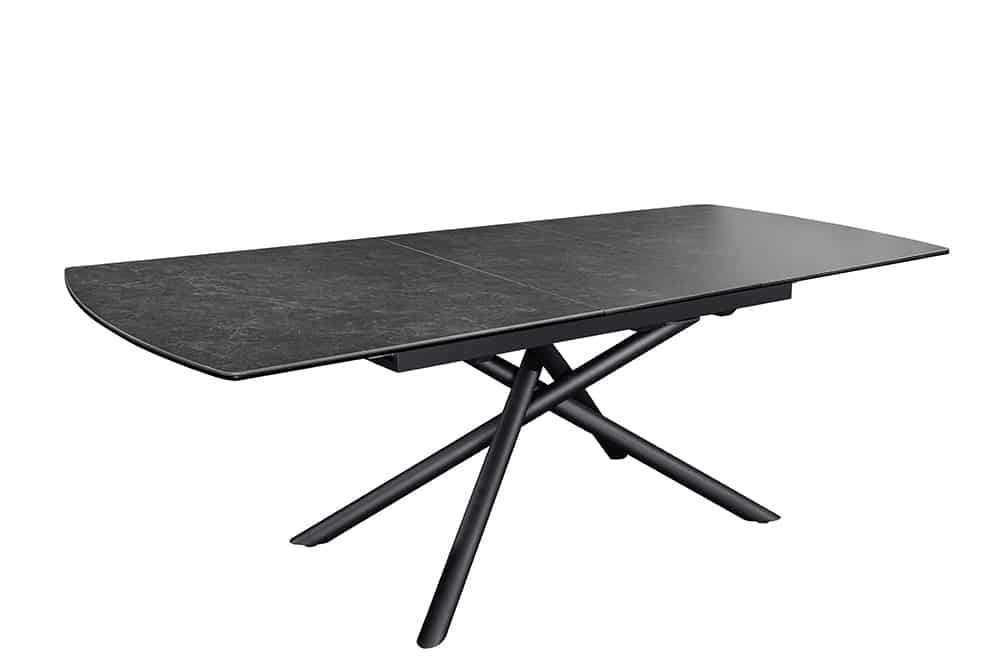 Ausziehbarer Esstisch MIKADO 180-230cm graphit Keramik schwarz Sterngestell