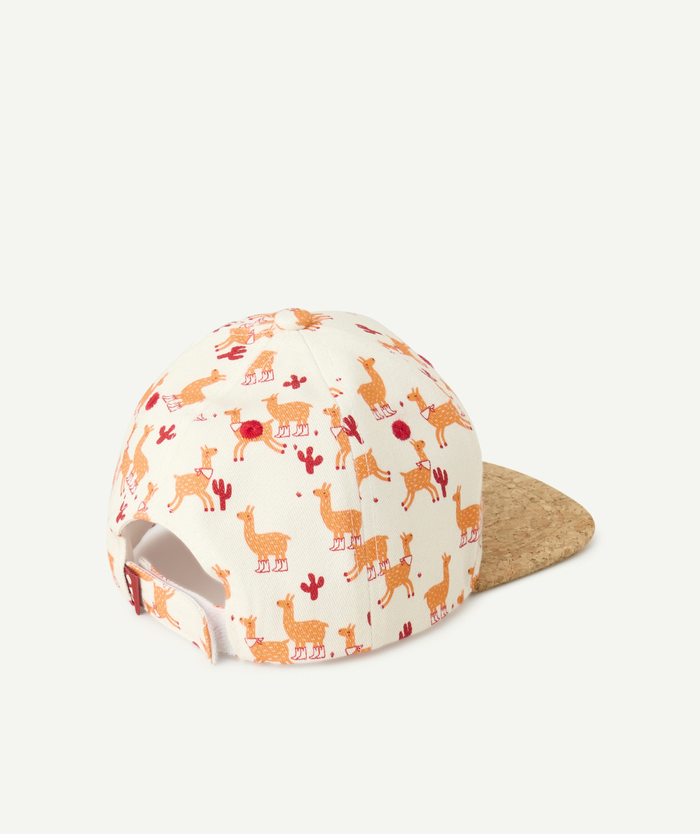 CASQUETTE BÉBÉ GARÇON EN COTON IMPRIMÉ LAMAS ET VISIÈRE EFFET LIÈGE