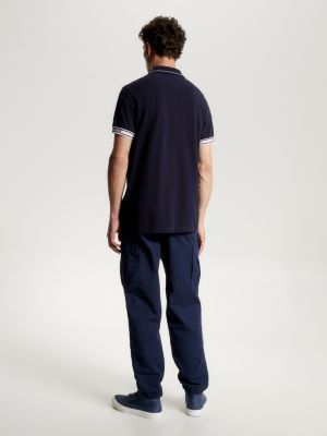 Polo de corte regular com fita contrastante