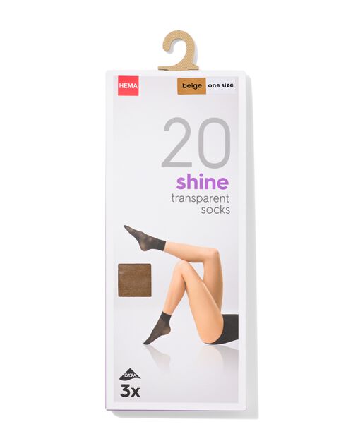 3 paires de socquettes en voile satiné 20 deniers