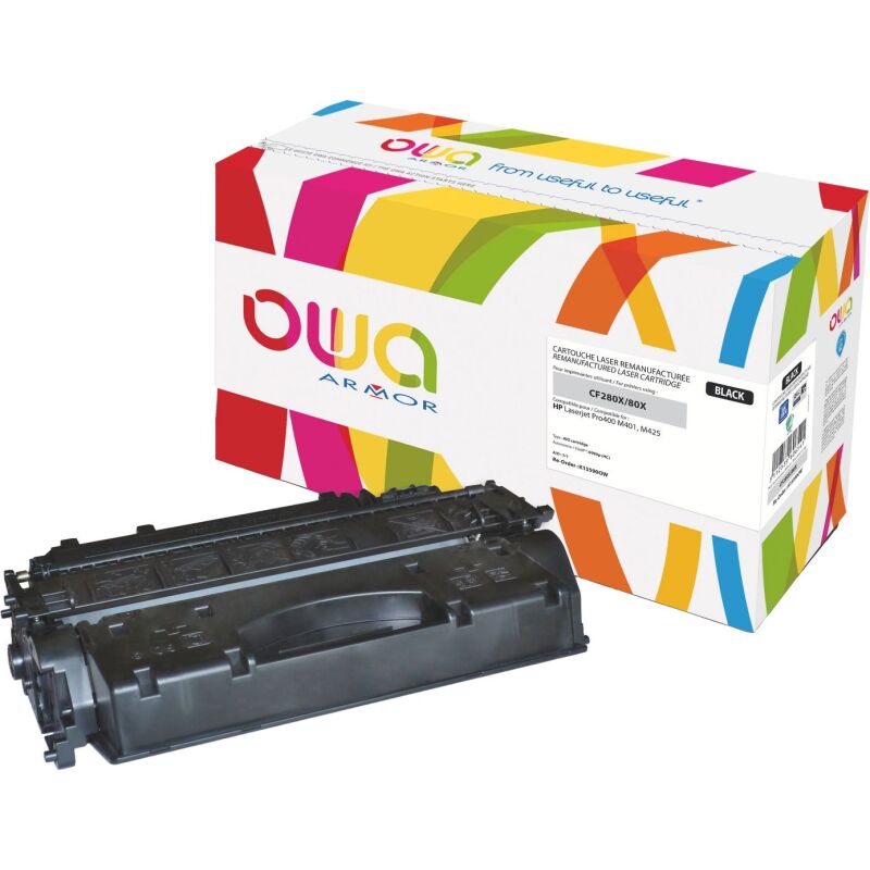 Toner Owa compatible HP 80X-CF280X haute capacité noir pour imprimante laser