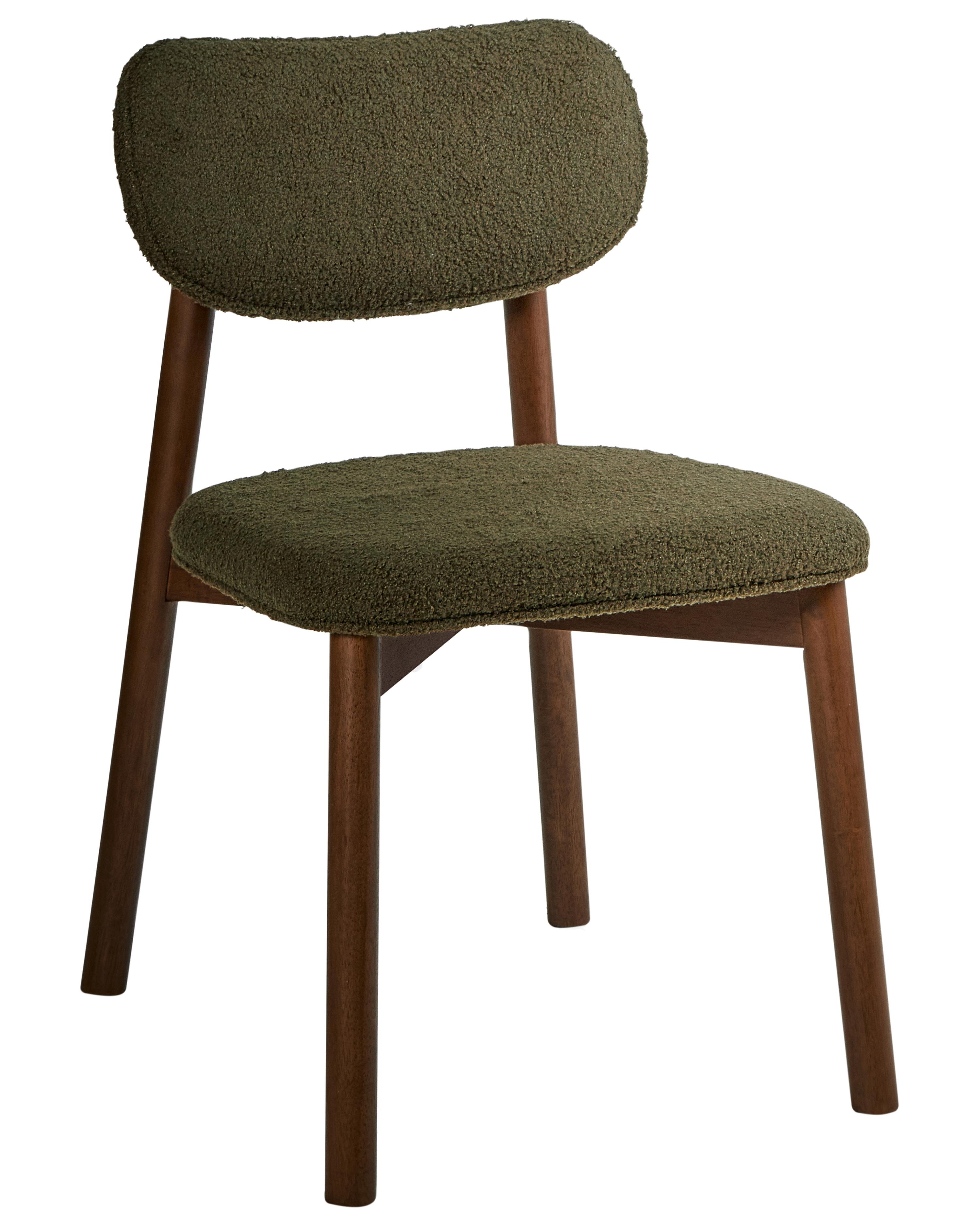 Set van 2 eetkamerstoelen MILLS Bouclé Donkerbruin/groen