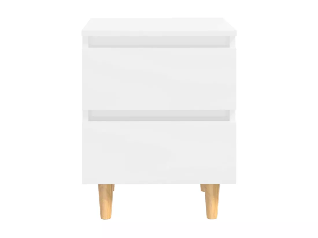 Tables de chevet pieds en pin 2 pcs blanc brillant 40x35x50 cm