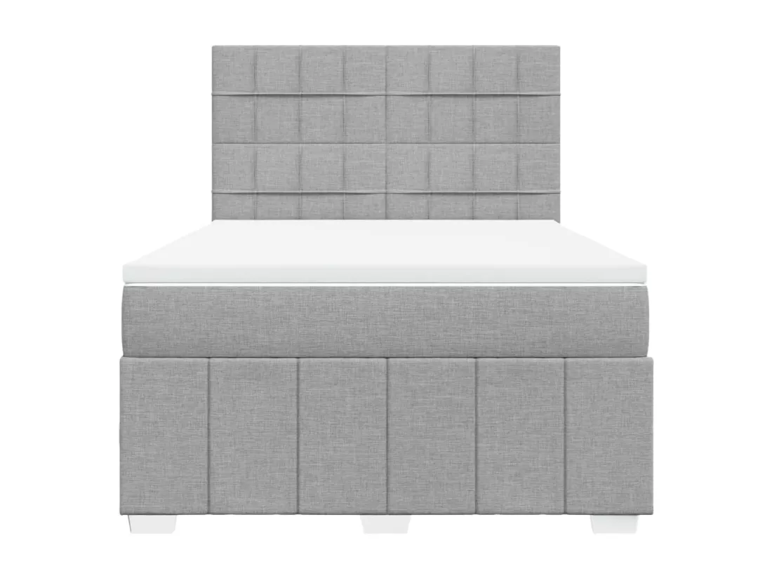 Sommier à lattes de lit avec matelas Gris clair 140x190cm Tissu