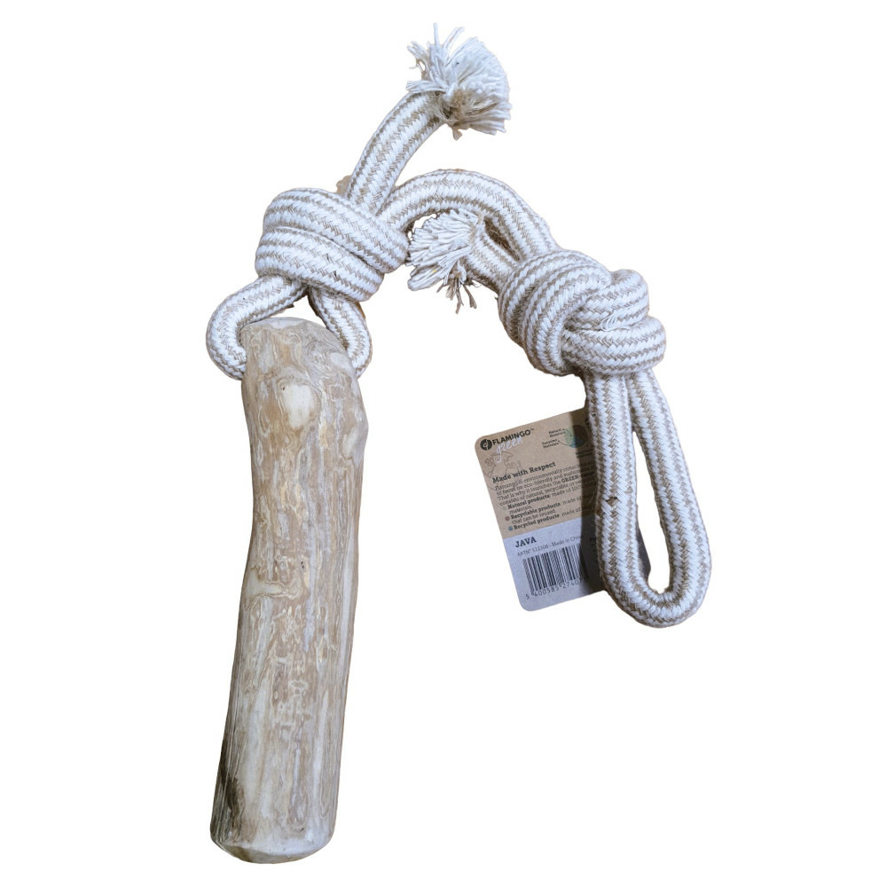 Jouet corde à tirer avec bâton à mâché green java 51 cm l pour chien