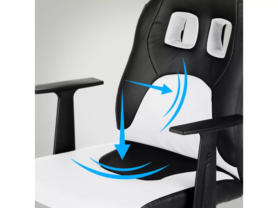 Fauteuil de bureau - Similicuir & Plastique - Noir / Blanc - Fun