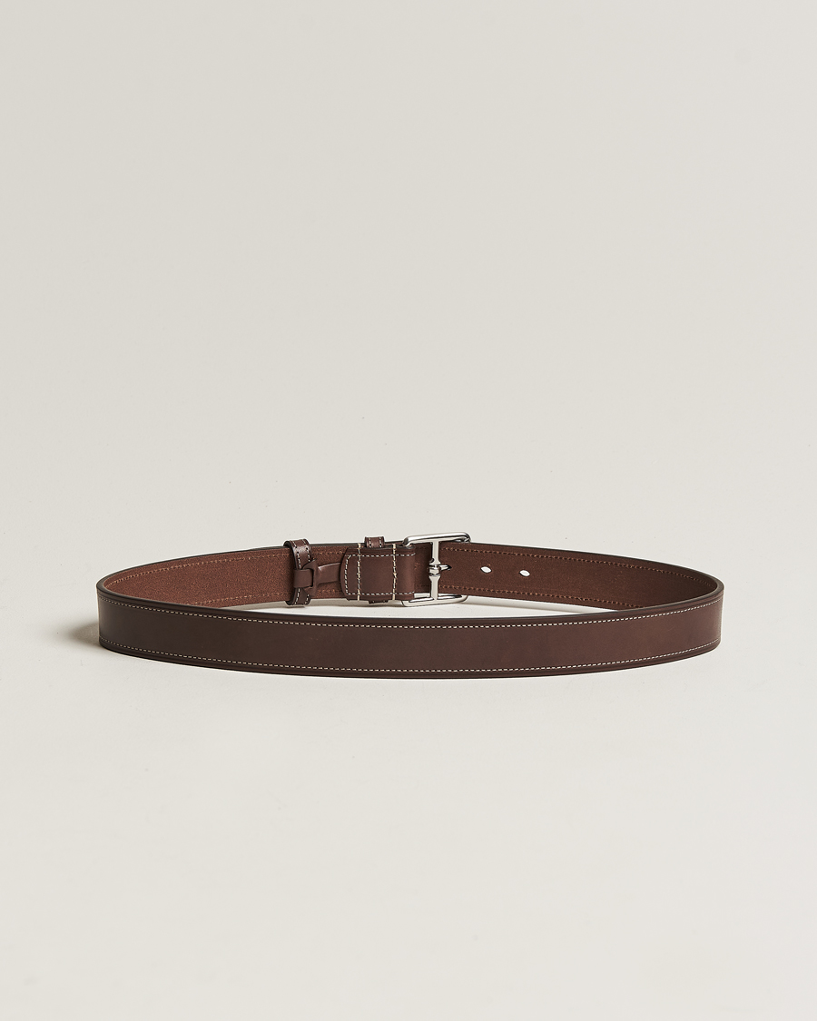 Anderson's Bridle Stiched 3,5 cm Leather Belt Brown