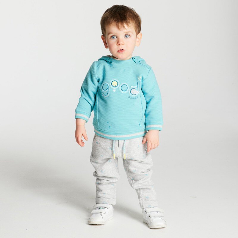 Sweat maille côtelée à message bleu bébé garçon Bleu
