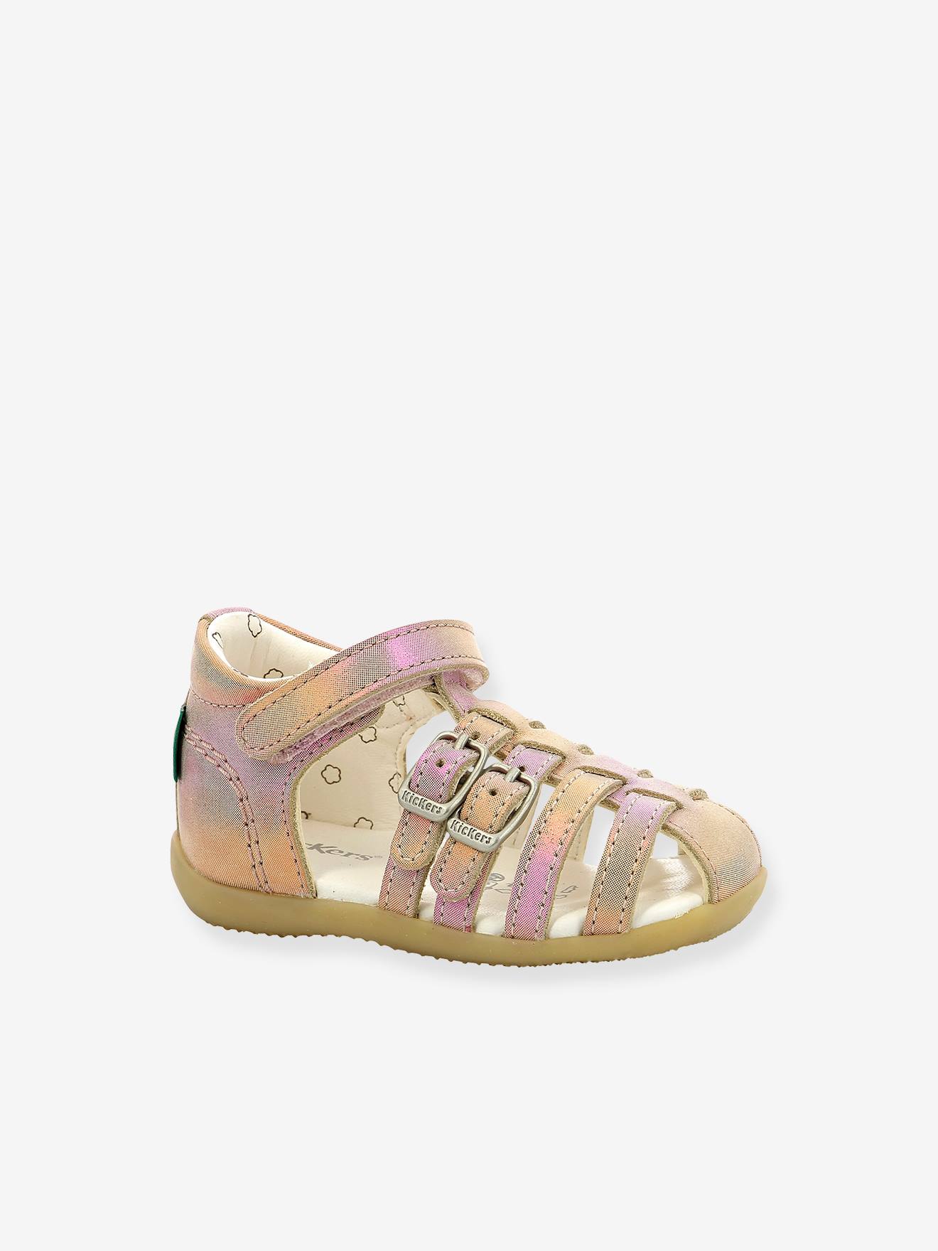 Sandálias infantis KICKERS® Bigckro em couro caramelo