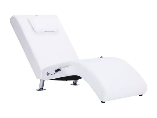 Prolenta Premium - Chaise longue de massage avec oreiller Blanc Similicuir