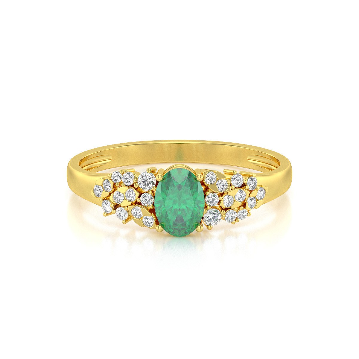 Bague ADEN Or 585 Jaune Emeraude et diamants 2.934grs