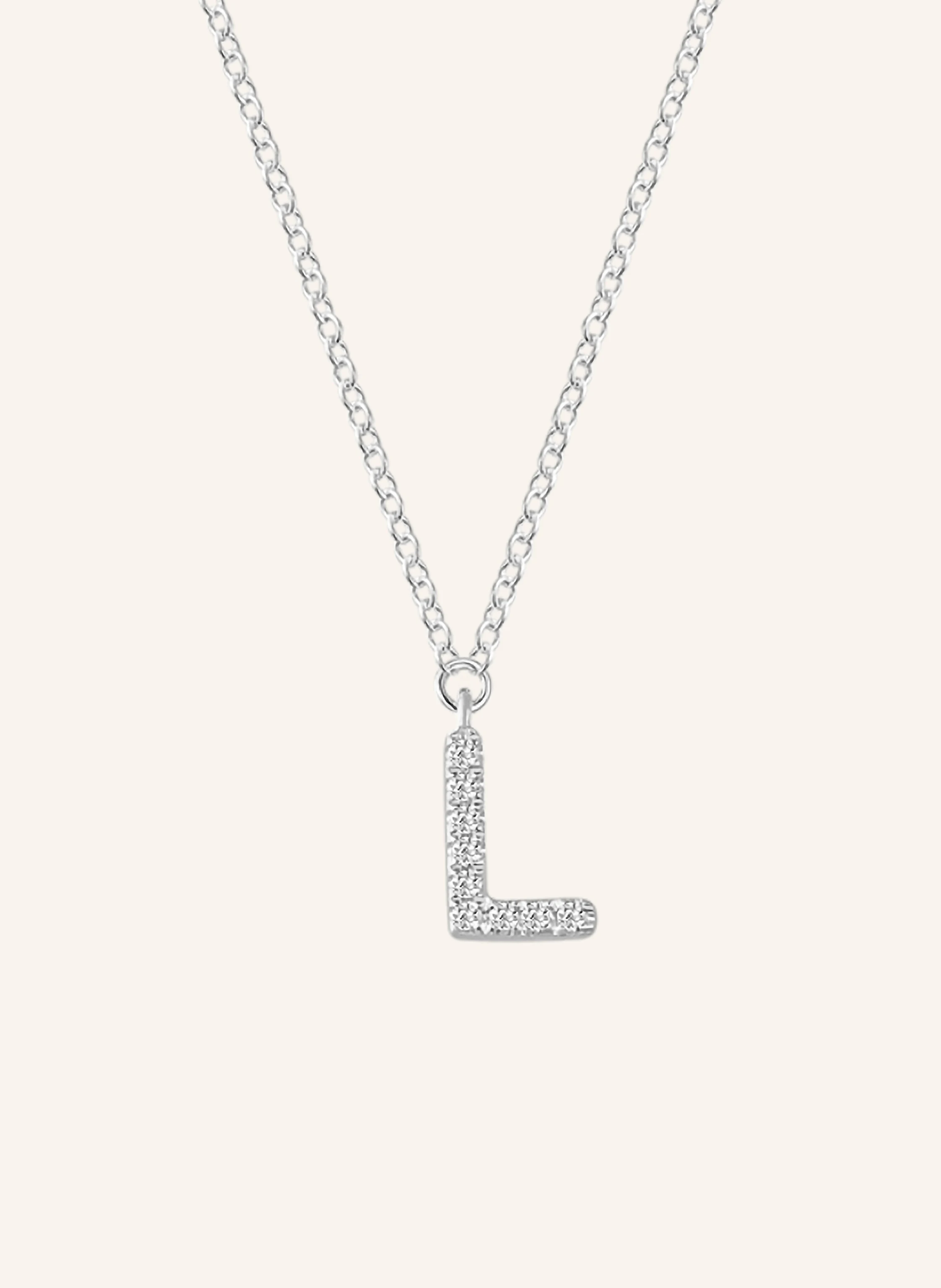 Leaf INITIALIEN Halskette „L“ aus 14 Karat Weißgold mit Diamanten