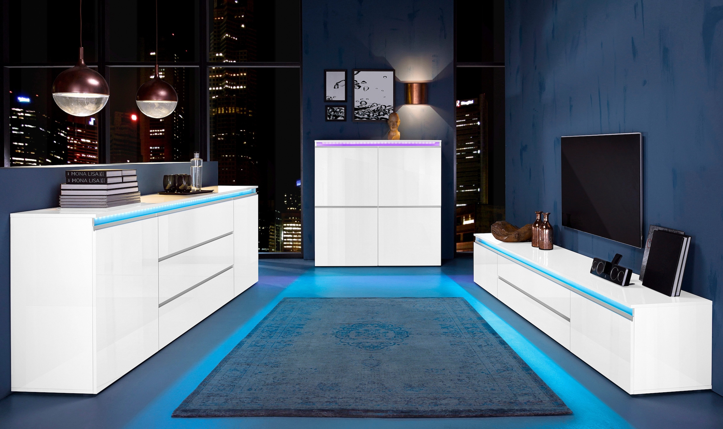 INOSIGN Lowboard »Magic,Lowboard,TV-Kommode,TV-Möbel,TV-Bank« mit 2 Türen und 2 Schubkästen (B/T/H) 240x40x40 cm