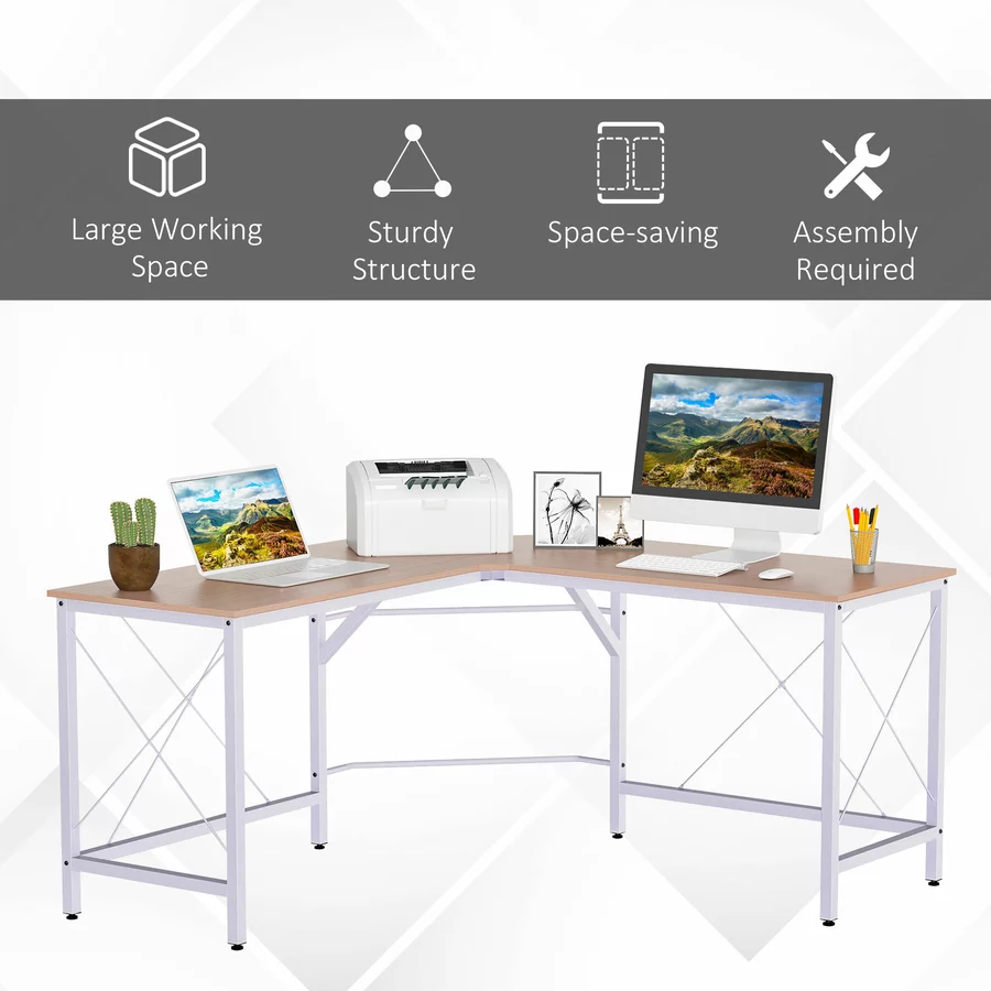 HOMCOM Winkelschreibtisch natur