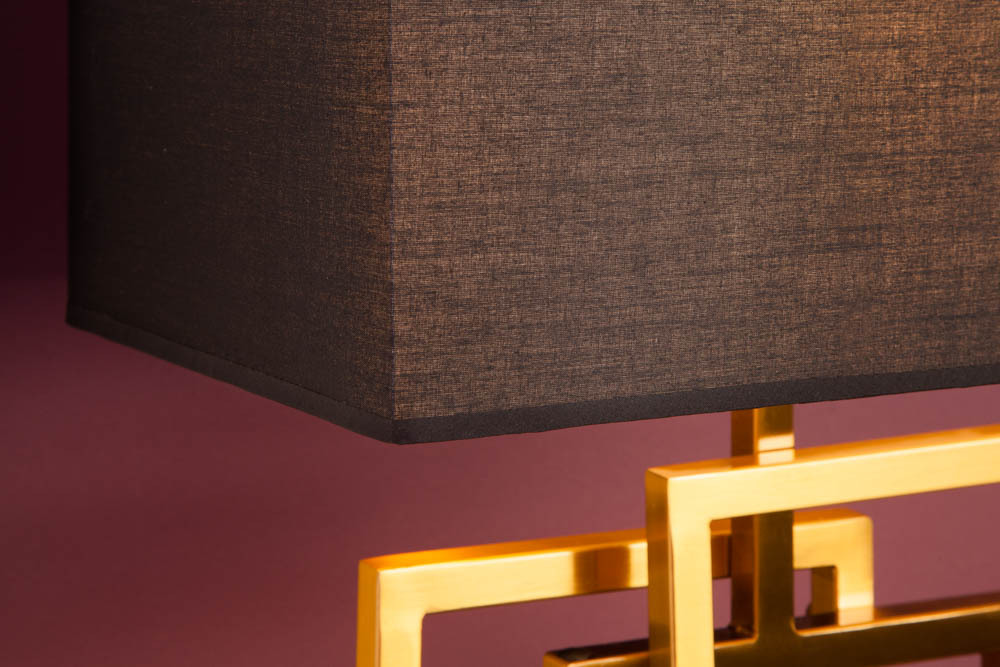 Moderne Tischleuchte ATLANTIS 56cm gold Stoffschirm schwarz Marmor Lampe
