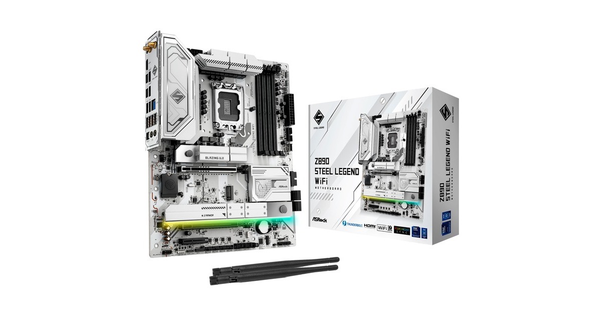 ASRockZ890 Steel Legend WiFi socket 1851 moederbord  (Zwart, RAID, 2.5Gb-LAN, Wi-Fi 7, BT, Sound, ATX)