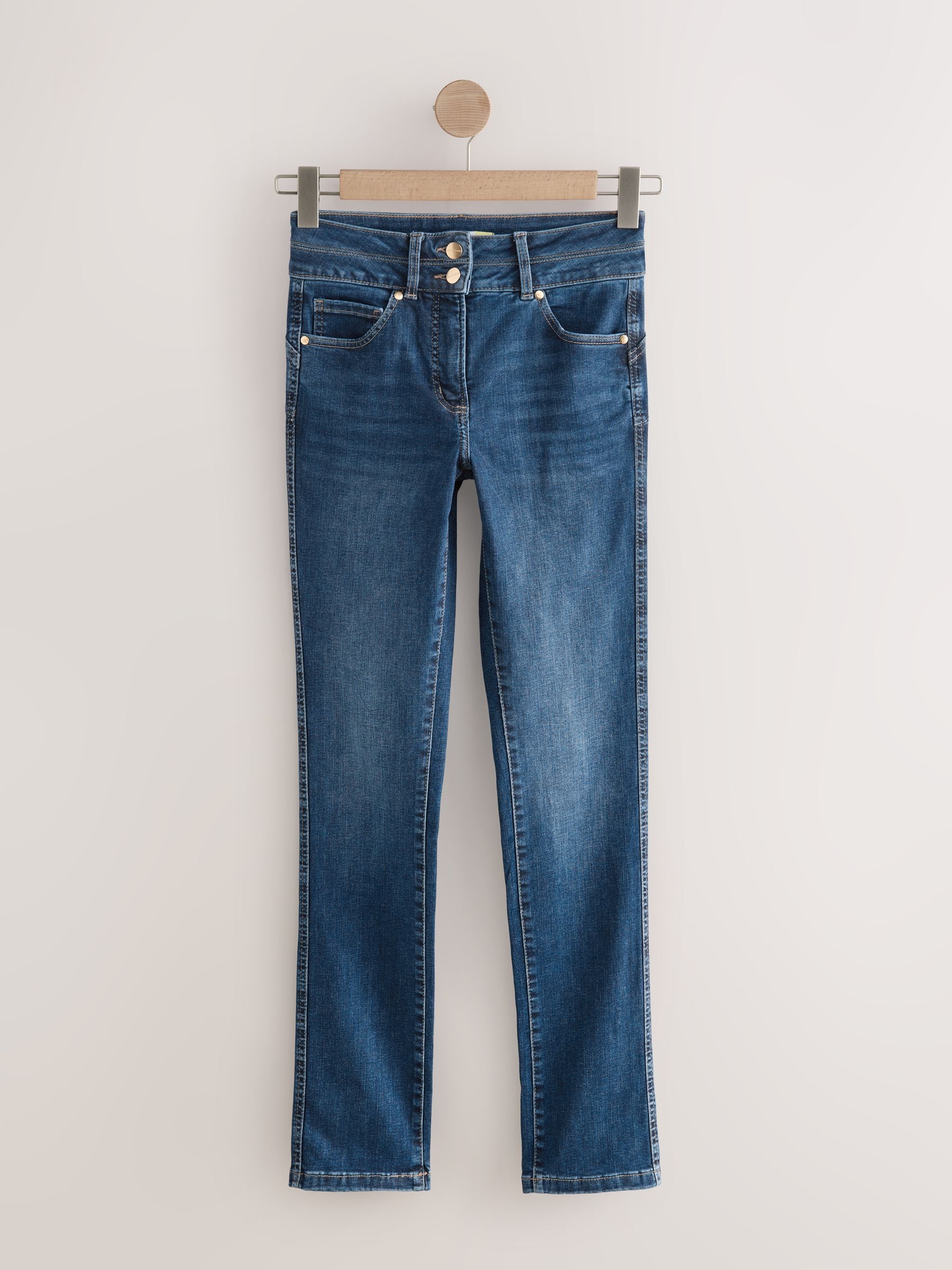 Middenblauw denim - Figuurvormende slim jeans