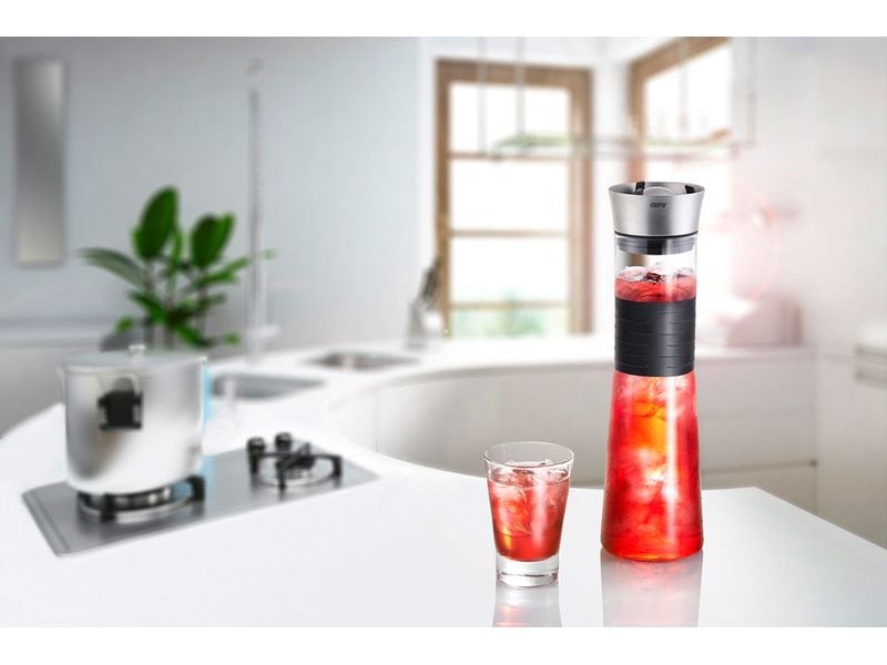 GEFU Karaffe Cascada 1 l, Schwarz/Transparent Wasserkaraffe