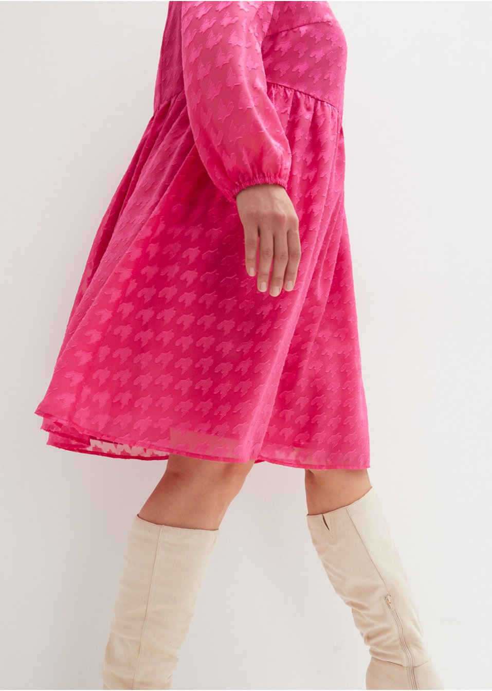 Robe jacquard à motif pied-de-coq