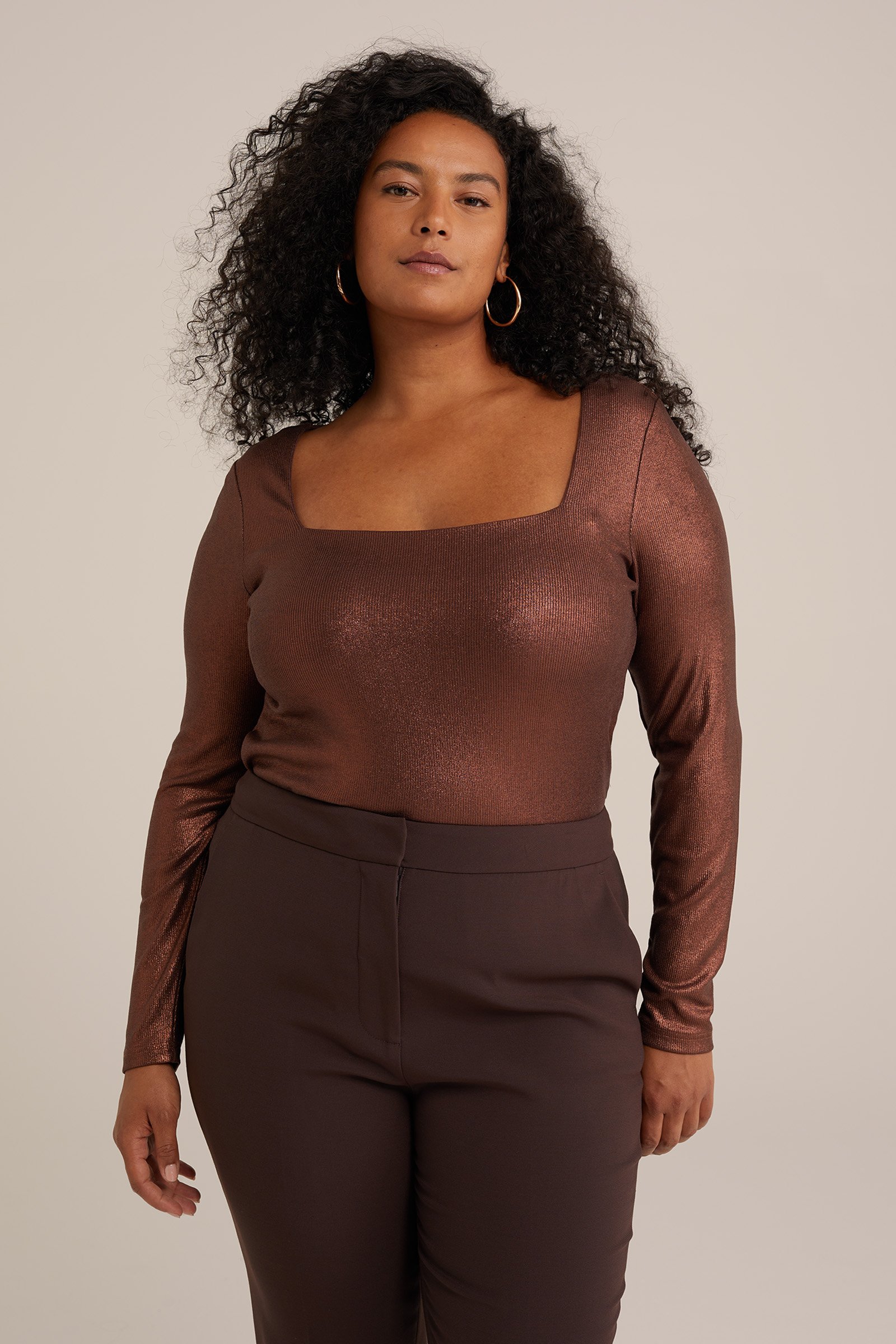 metallic top - Curve WE Fashion Brons