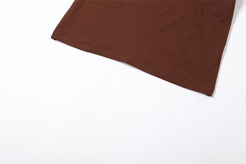 Jeshili - Spaghettibandjes Vierkante Hals Effen Gerimpelde Open Rug Maxi Bodycon Jurk