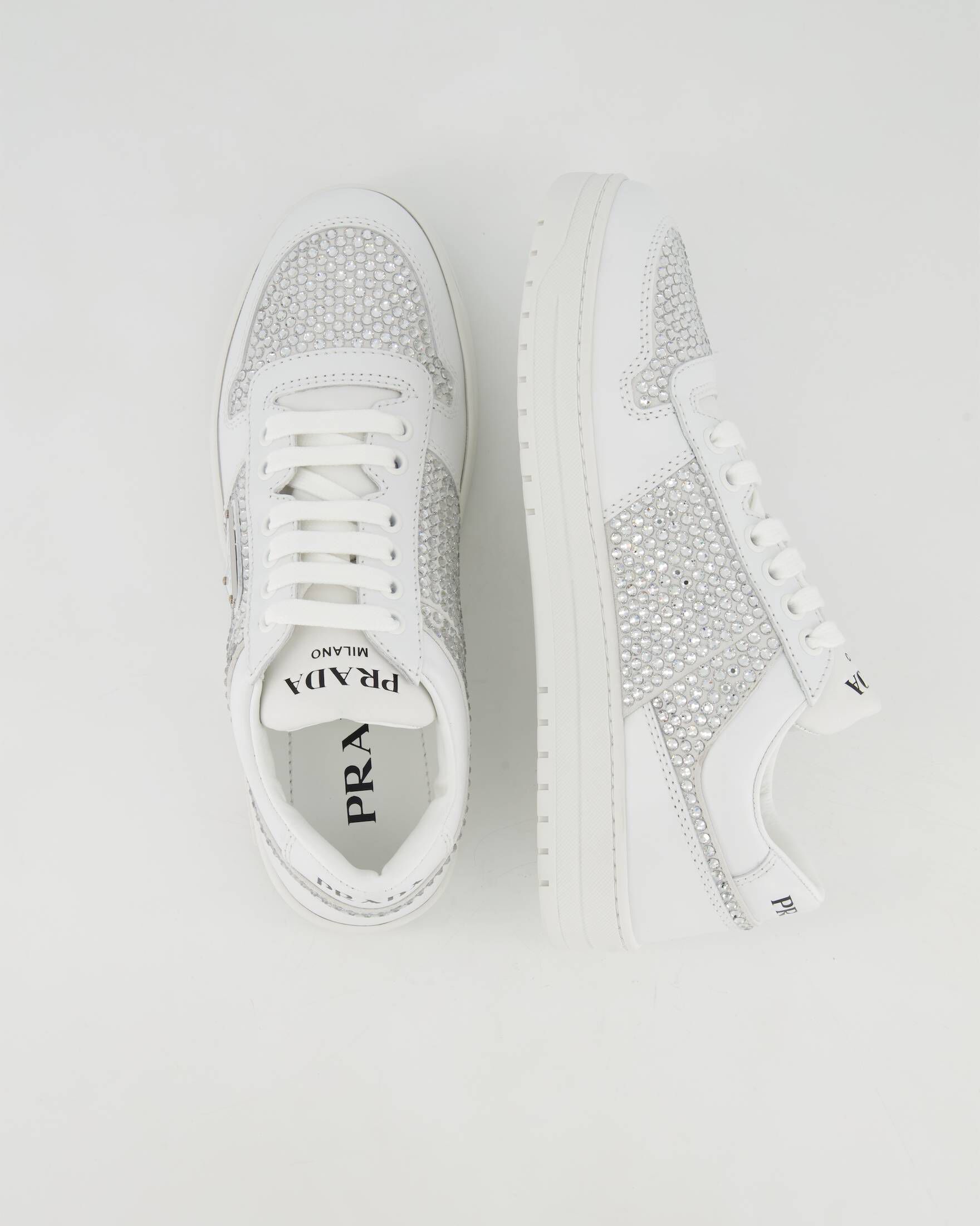 Prada| Damen Sneaker aus Leder mit Kristallen