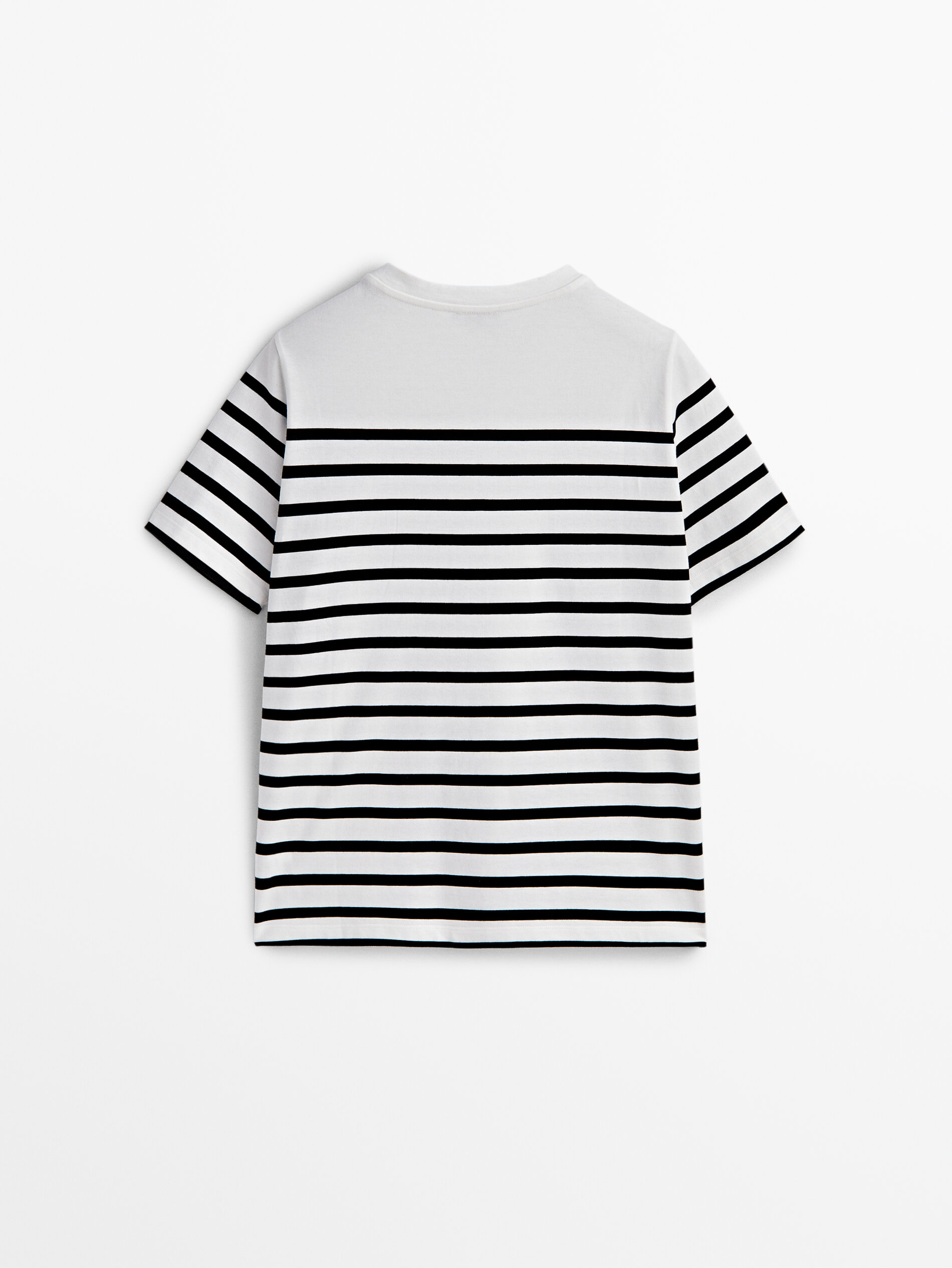 Camiseta listrada de algodão com botões nos ombros - RAW