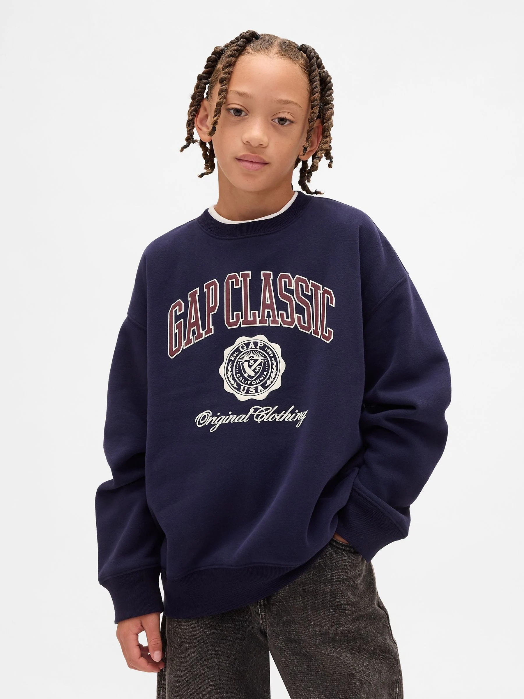 Donkerblauw - Gap VintageSoft Relaxed Logo Sweatshirt (4-13jr) (4-13jr)