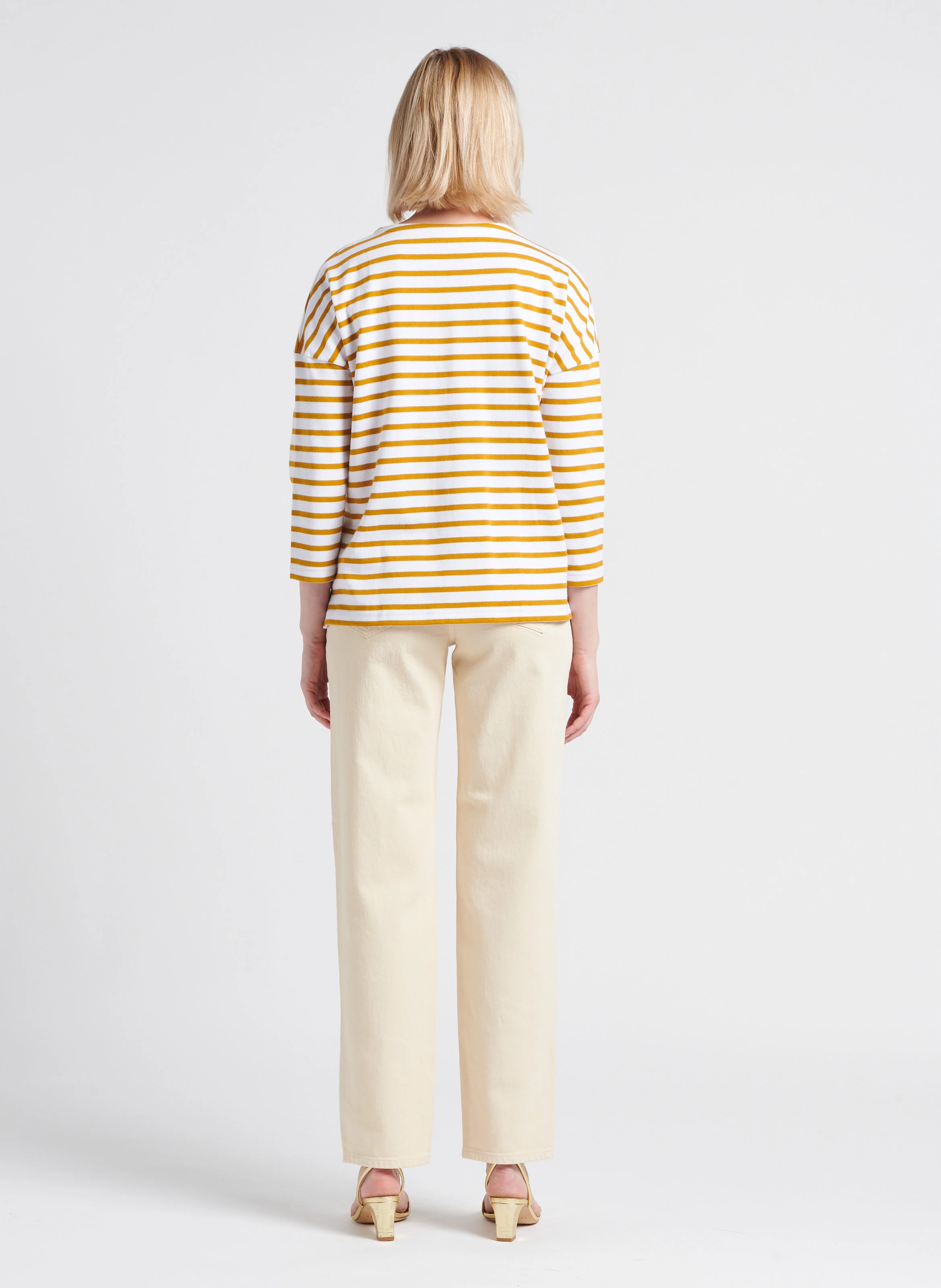 KELLY - Jean droit taille haute en coton | Beige
