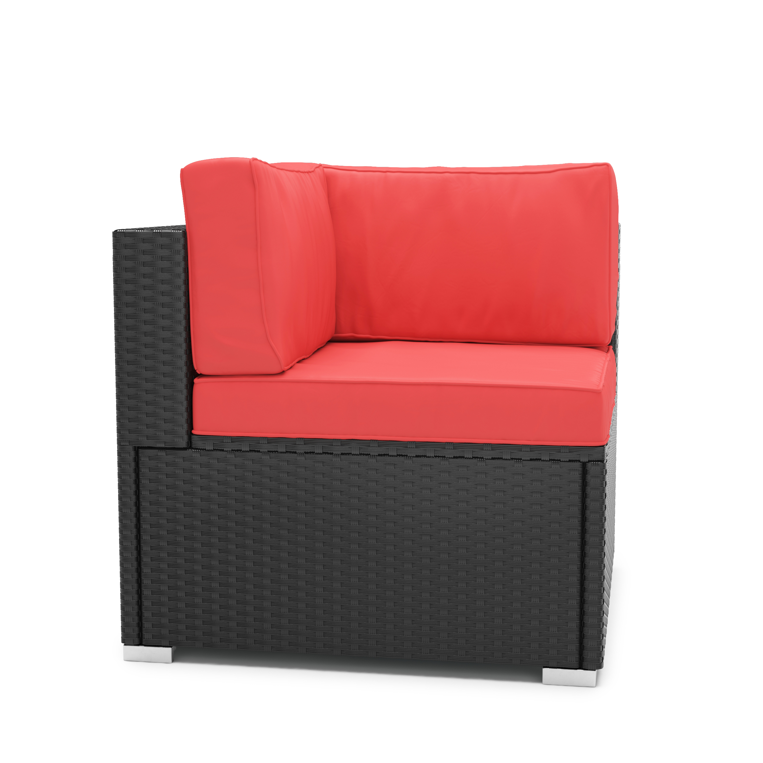 Eckteil Rattanlounge KRETA schwarz/rot